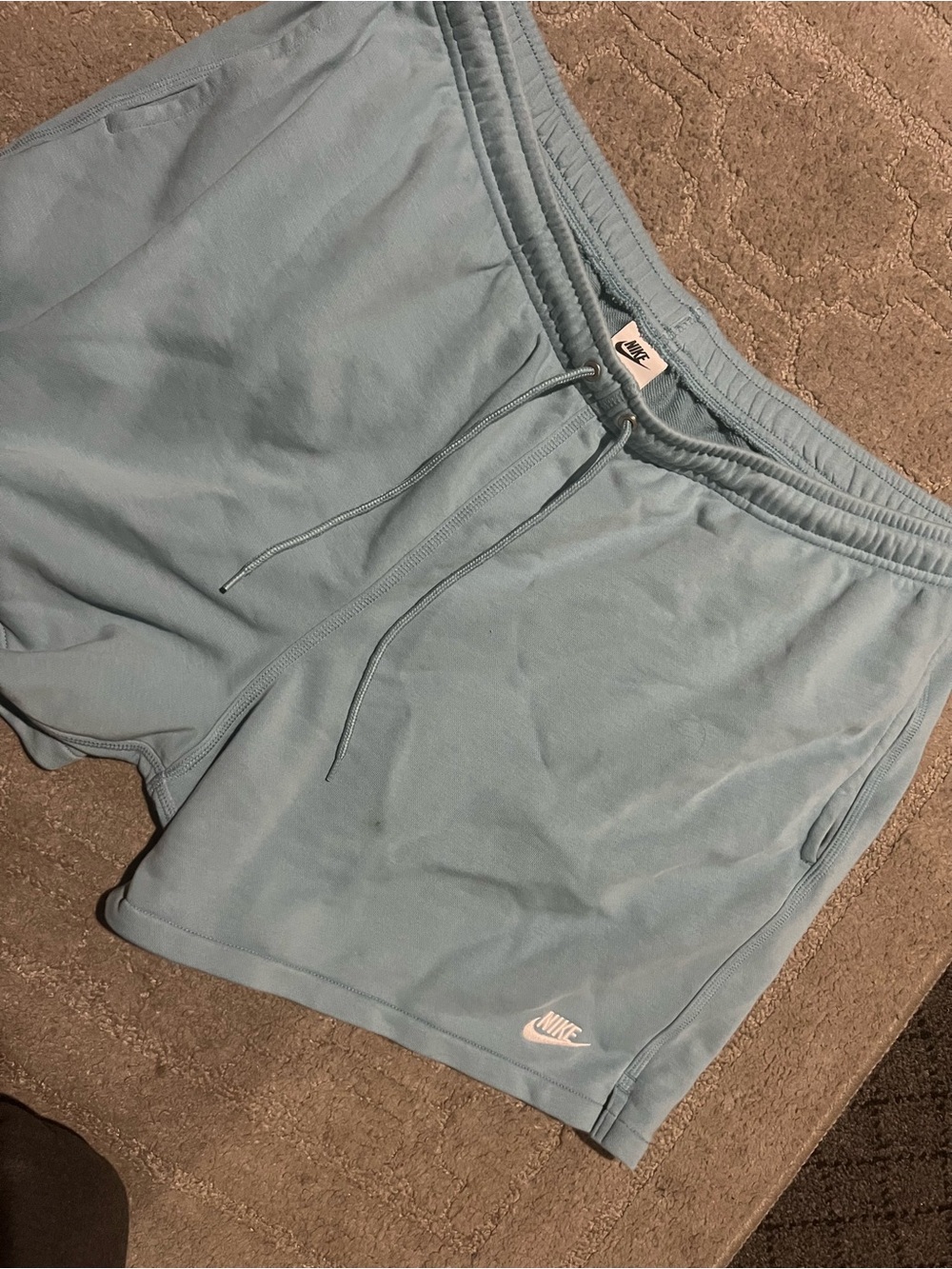 Nike men’s Light Blue Fleece Shorts with Drawstring